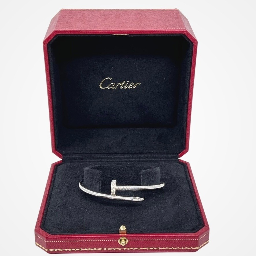 Cartier Juste un Clou Bracelet White Gold Diamonds Nail Bangle B6048717 Box